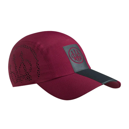Beretta Tech Cap maroon with gray patch and red logo, hunting country clothing