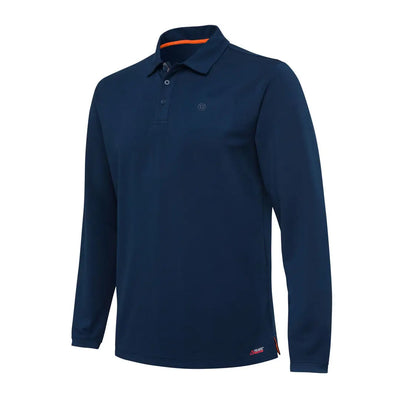 Beretta Tech Corporate long sleeve polo in navy blue with orange trim