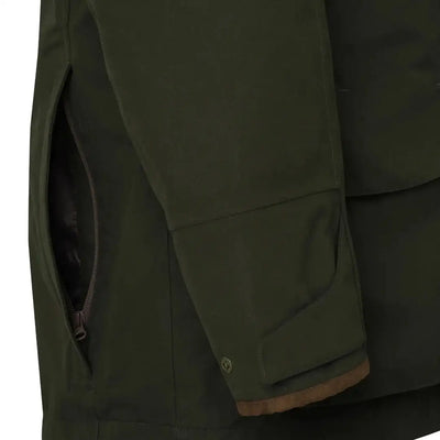 Olive green Tempesta Jacket sleeve with zippered pocket for country clothing and hunting
