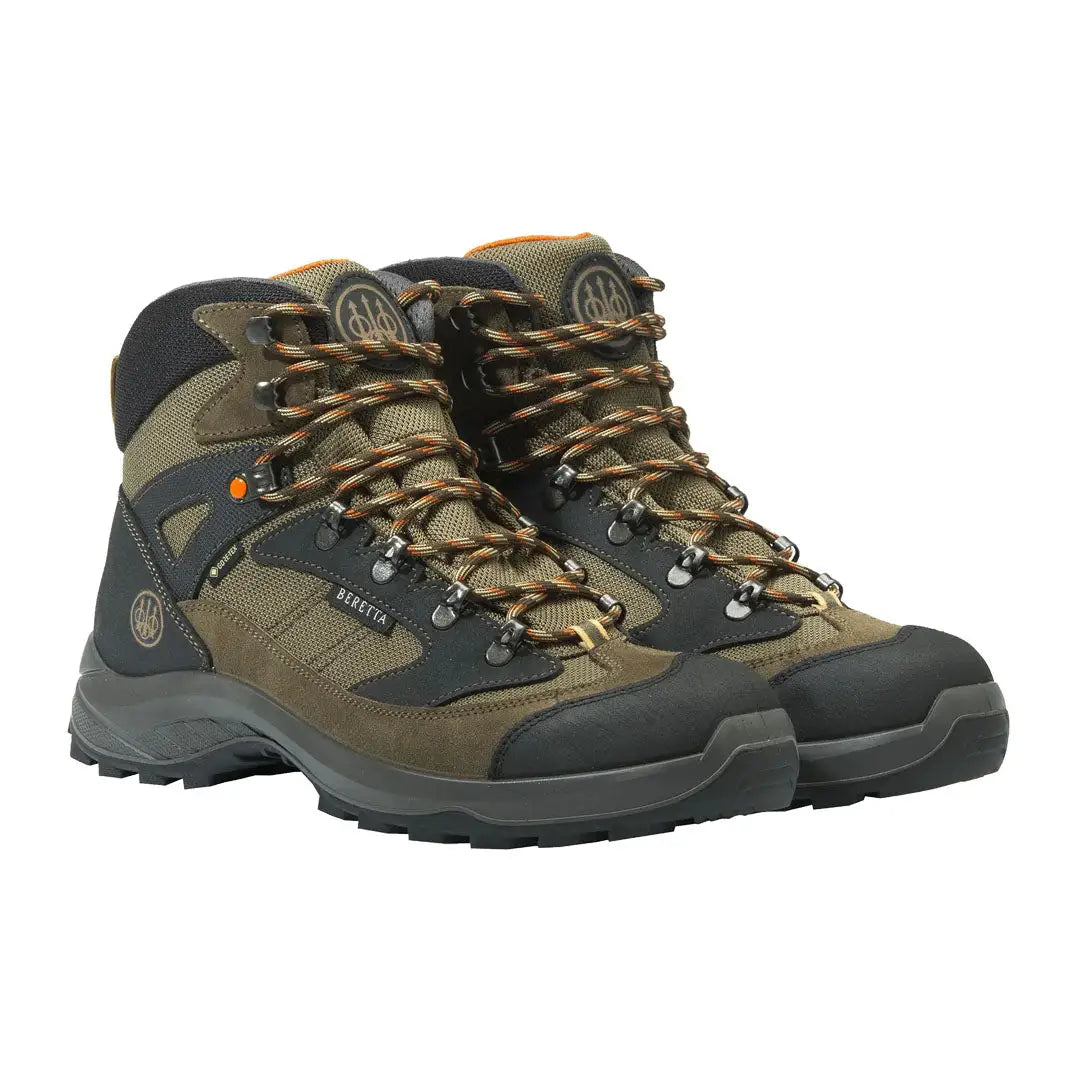 Pair of Beretta Terrier GTX hiking boots in brown and black for country clothing and hunting