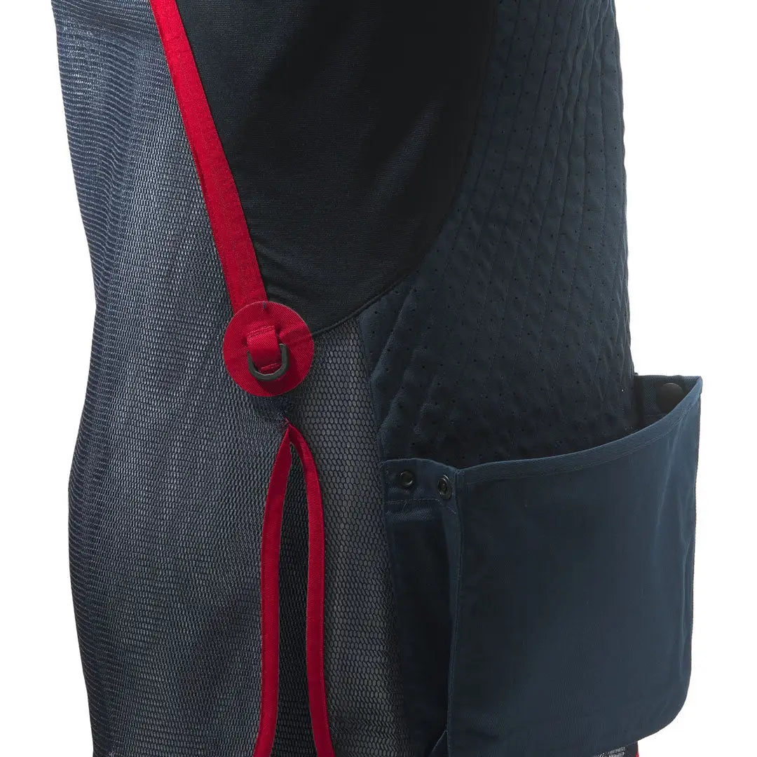Beretta Uniform Pro vest slide with black mesh jacket, red strap, laser-cut details
