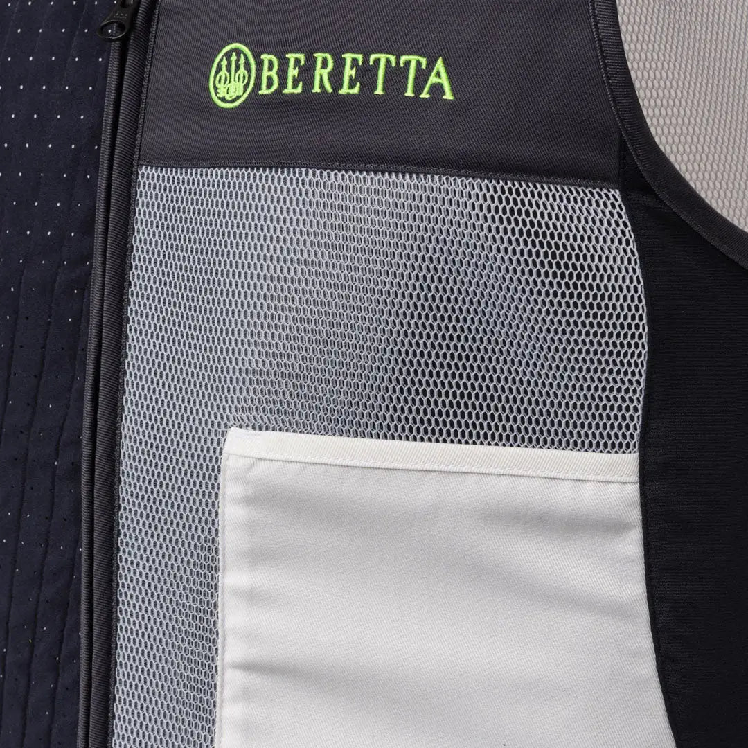 Beretta Uniform Pro vest slide with green logo, laser-cut details