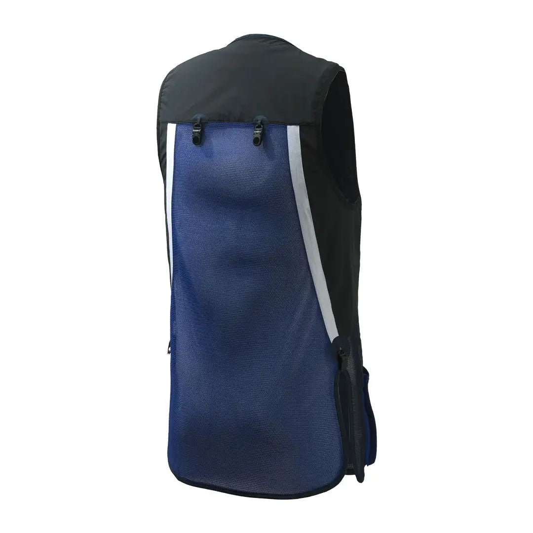 Blue and black Beretta Uniform Pro 20.20 Shooting Vest with reflective stripes for outdoors
