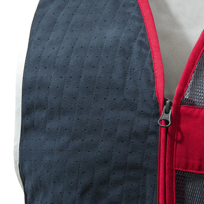 Beretta Uniform Pro vest slide with dark navy perforated mesh, red trim, laser-cut details