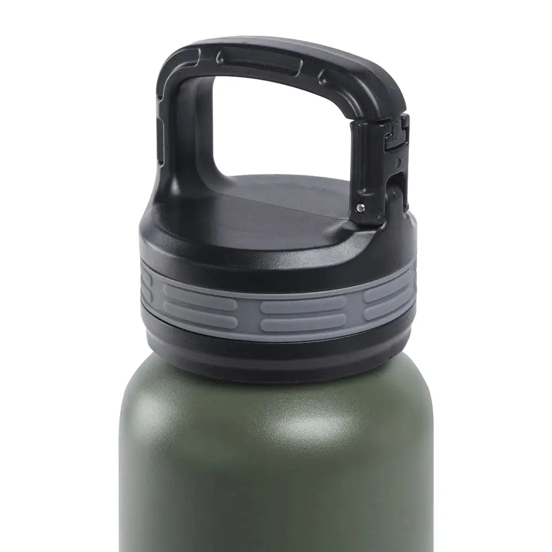 Olive green Beretta Water Bottle 24oz with black lid and handle for style and convenience