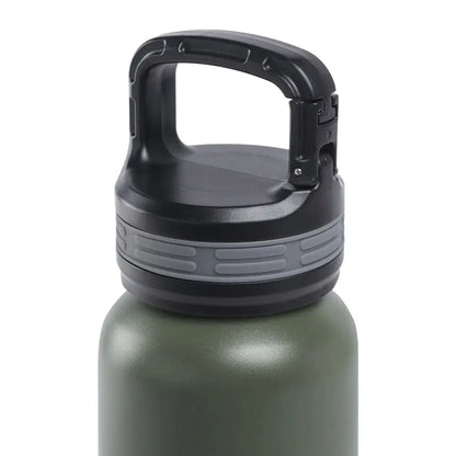 Olive green Beretta Water Bottle 24oz with black lid and handle for style and convenience