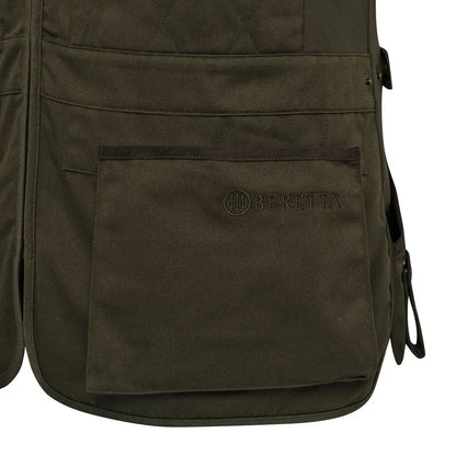 Dark olive Beretta womens teal sporting EVO vest back with quilted pockets