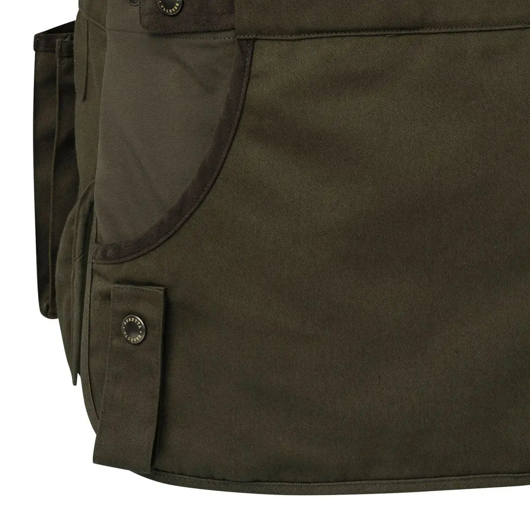 Beretta Womens Teal Sporting EVO Vest in dark olive green canvas with reinforced stitching