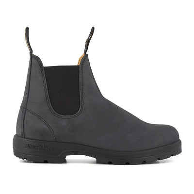 Stylish Black Leather Chelsea Boots for country clothing - Blundstone 587 Rustic Black