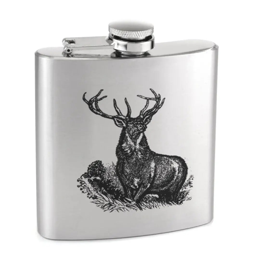 Stunning hipflask featuring an embossed stag design from British Bag Co
