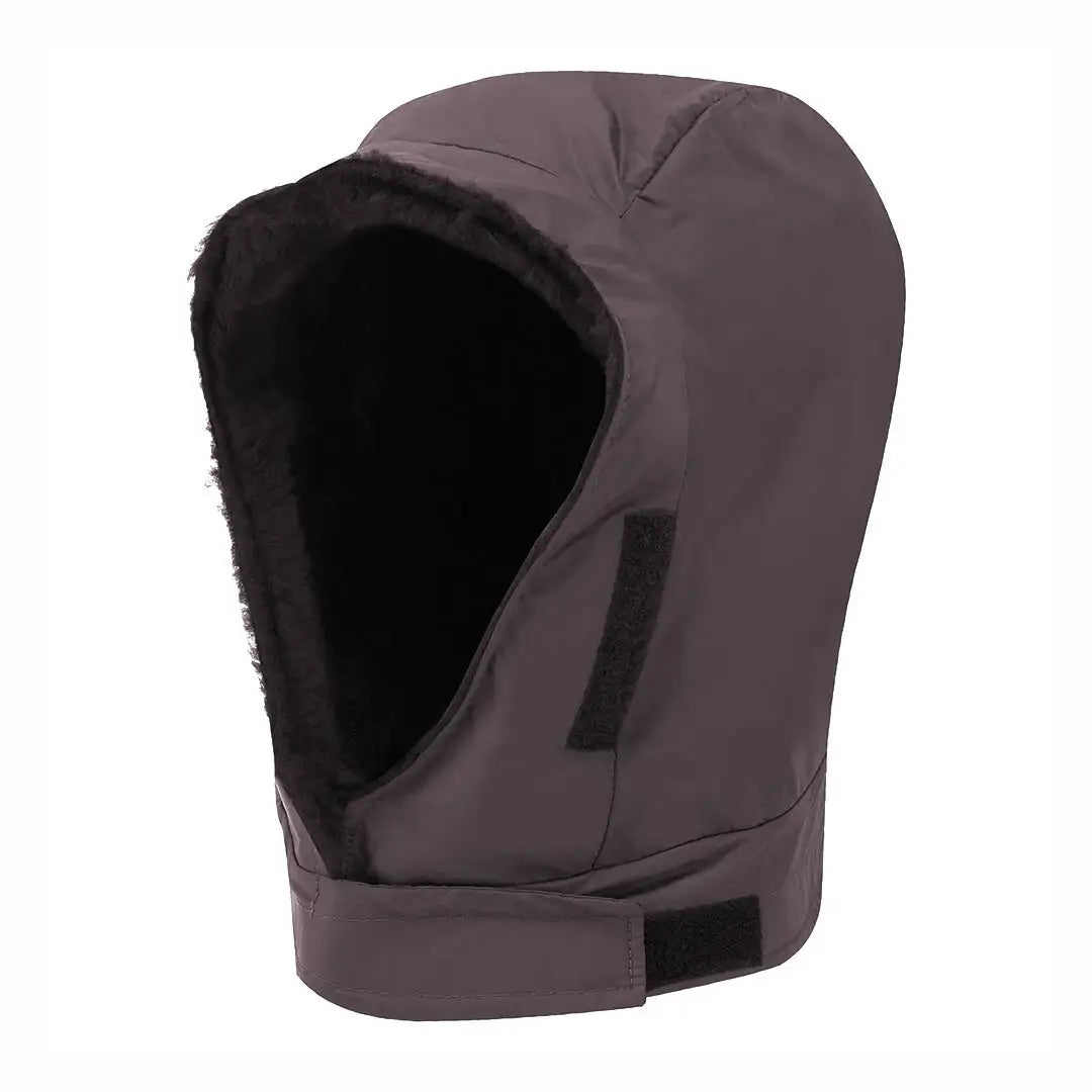 Dark gray Buffalo DP Hood with aquatherm pile lining and faux fur trim