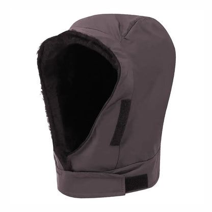 Dark gray Buffalo DP Hood with aquatherm pile lining and faux fur trim