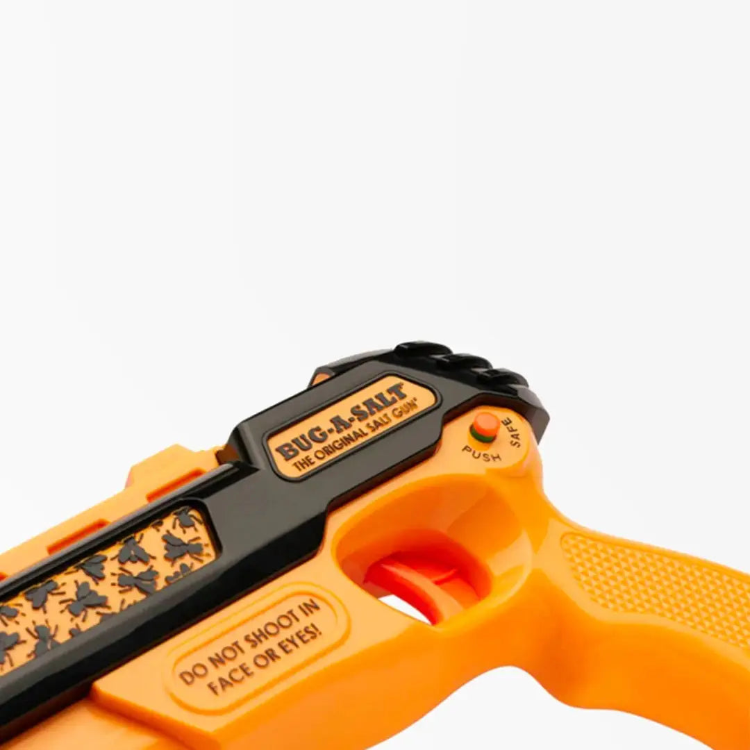 Bright orange Bug-A-Salt 3.0 Orange Crush Edition toy gun to eliminate flies, UK’s favourite
