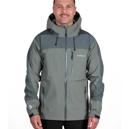 Gray hooded rain jacket from Bushbuck Alpine Waterproof Jacket collection