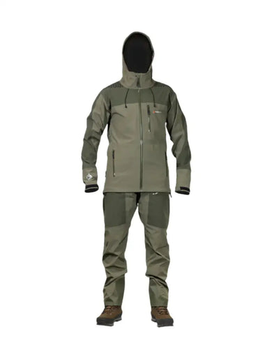 Olive green Bushbuck Alpine Waterproof Jacket and Pants for wet weather country clothing