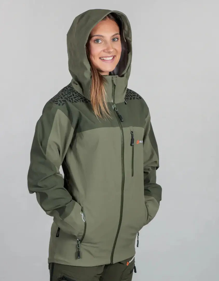 Green hooded outdoor jacket from Bushbuck Alpine Waterproof Jacket for wet weather country clothing