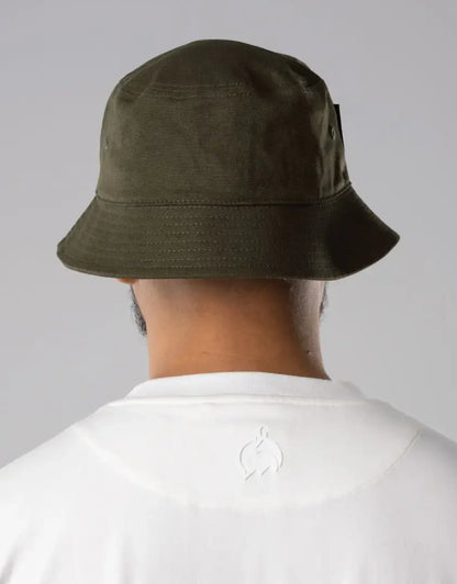 Bushbuck Canvas Bucket Hat in olive green with logo brim