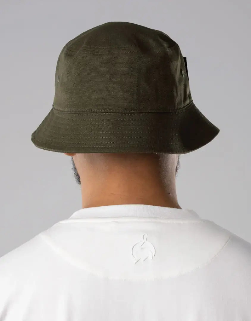 Bushbuck Canvas Bucket Hat in olive green with logo brim