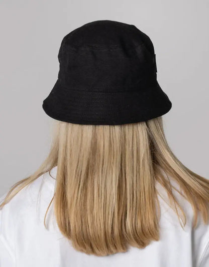 Bushbuck Canvas Bucket Hat - black wide-brim with adjustable strap