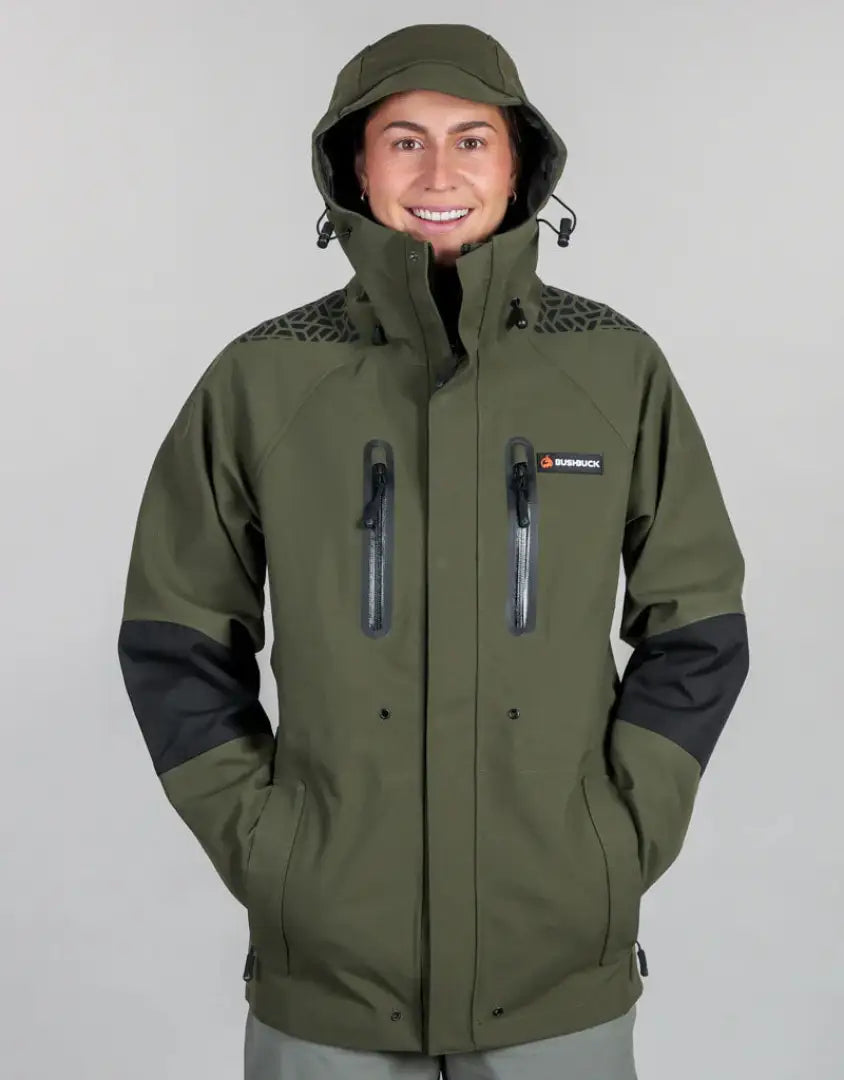 Olive green Bushbuck Defender Waterproof Jacket perfect for country clothing and hunting