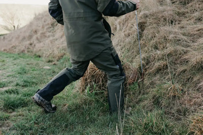 Green hunting suit from the Bushbuck Defender Waterproof Jacket for country hunting trips