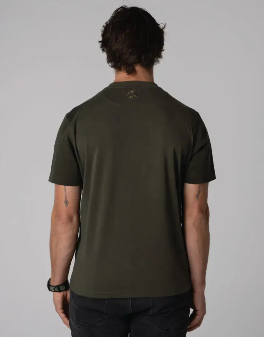 Olive green Bushbuck Heritage Cotton Tee with back logo