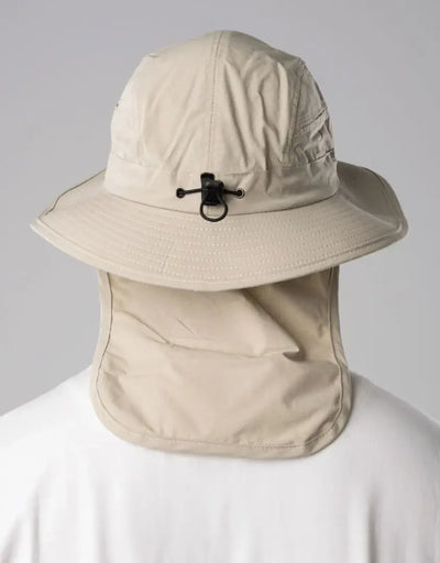 Bushbuck Quick Dry wide brim hat in beige with neck cover