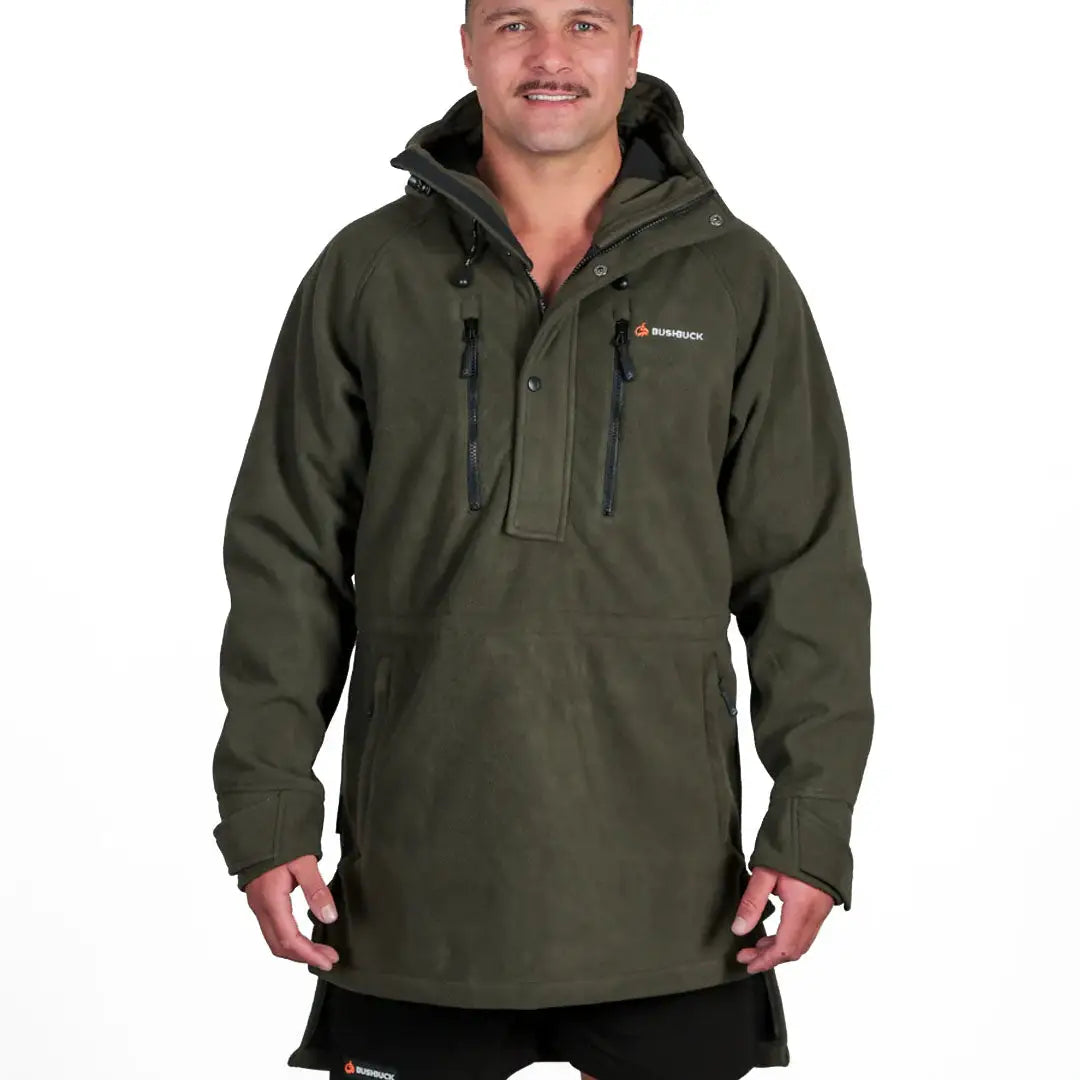 Olive green ranger bushshirt with hood, perfect for hunting fleece & country clothing