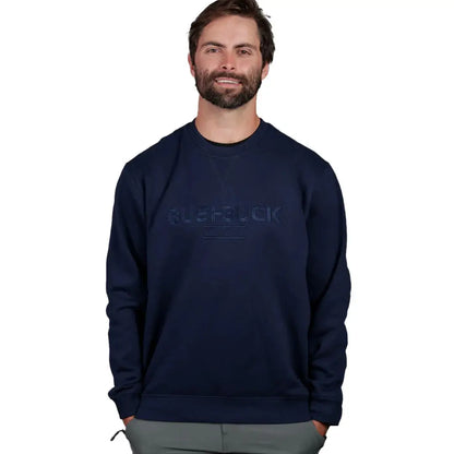 Navy blue Bushbuck Rise Crew sweatshirt with white albflck logo