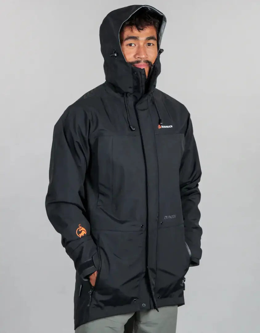 Bushbuck Typhoon Waterproof Jacket in black, perfect for hunting and country clothing