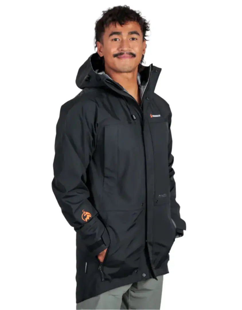 Bushbuck Typhoon Waterproof Jacket in black, perfect country clothing for hunting rainy days
