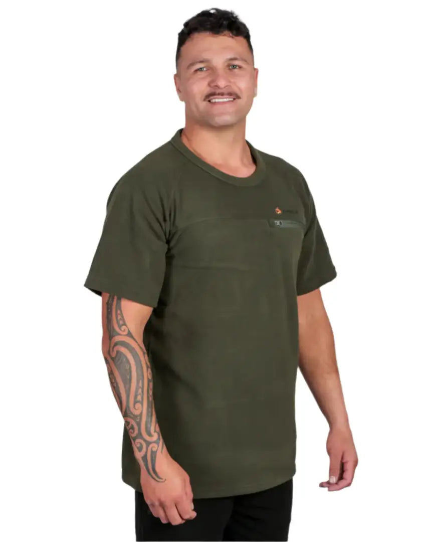 Olive green Bushbuck Vertex Fleece Tee short-sleeved fleece tee for casual wear