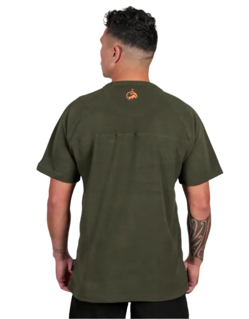 Olive green short-sleeved fleece tee from Bushbuck Vertex Fleece Tee collection