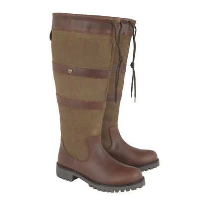 Cabotswood Highgrove 2 Waterproof Wide Fit Country Boot in brown leather and canvas