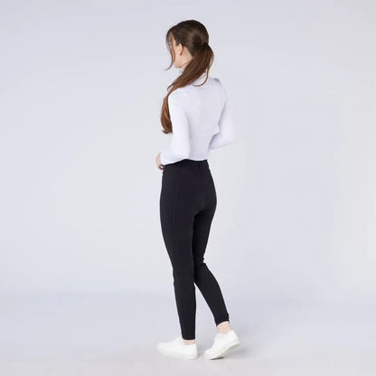 Women’s white long-sleeved top and black leggings outfit featuring Cameo All Season Tights for country clothing and hunting style