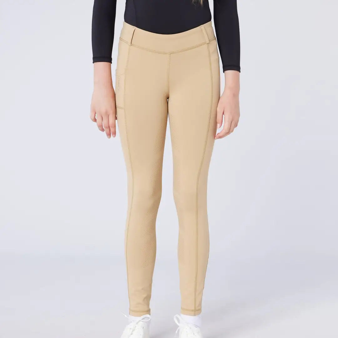 Khaki full-length riding breeches from Cameo Junior All Season Tights for country riding
