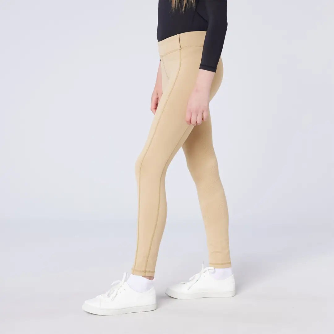 Cameo Junior All Season Riding Tights in tan with seams, perfect for country hunting style