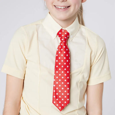 Red polka-dotted tie from Cameo Junior Classic Show Shirt, great for country clothing outdoor hunting style