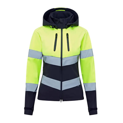 High visibility hooded work jacket for country clothing, hunting, and outdoor use
