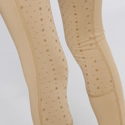 Beige star-patterned performance riding tights from Cameo Junior Performance Riding Tights