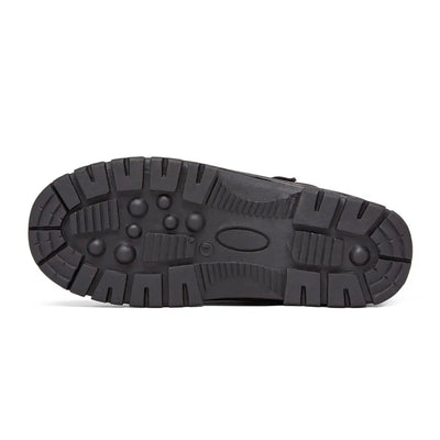 Black lug-soled Cameo Mucker Boot with cushioned footbed for all-day comfort