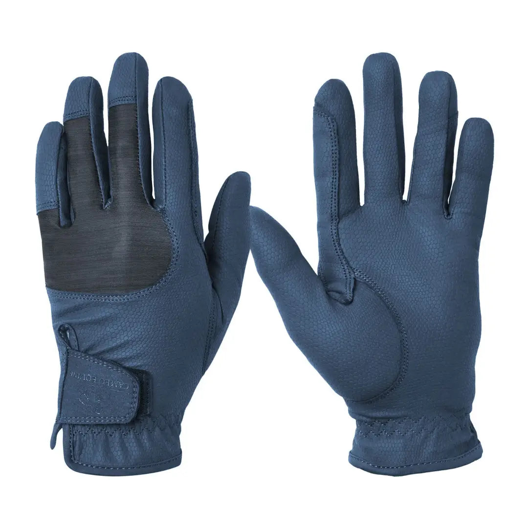 Dark blue Cameo Technical Riding Glove with reinforced palms and adjustable straps