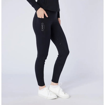 Black athletic leggings with side pocket and subtle embellishments for outdoor country clothing