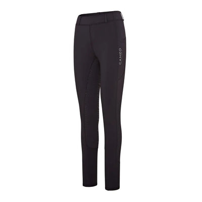 Black women’s riding pants with light branding, perfect for country clothing outdoors