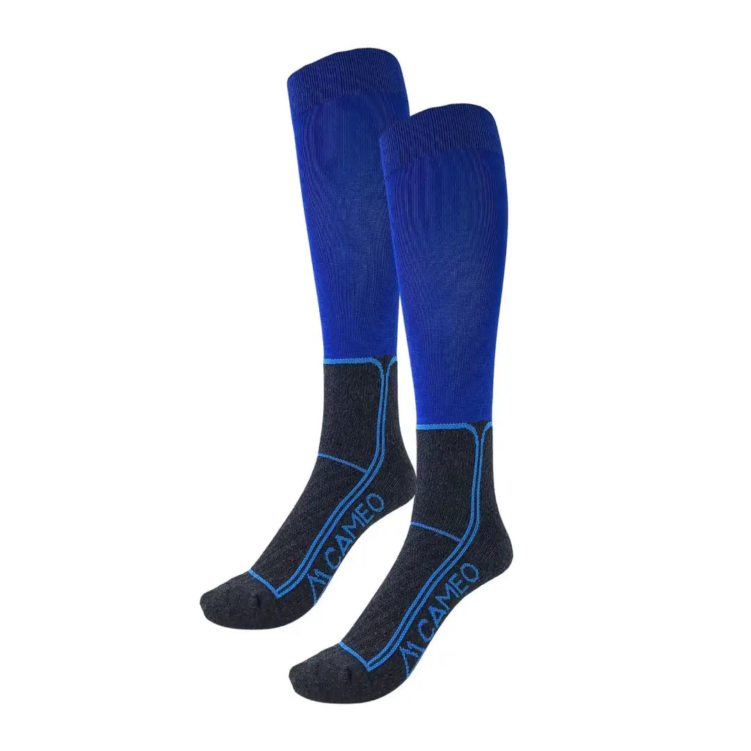 Blue and black knee-high athletic socks from Cameo Thermolite for country clothing and outdoors