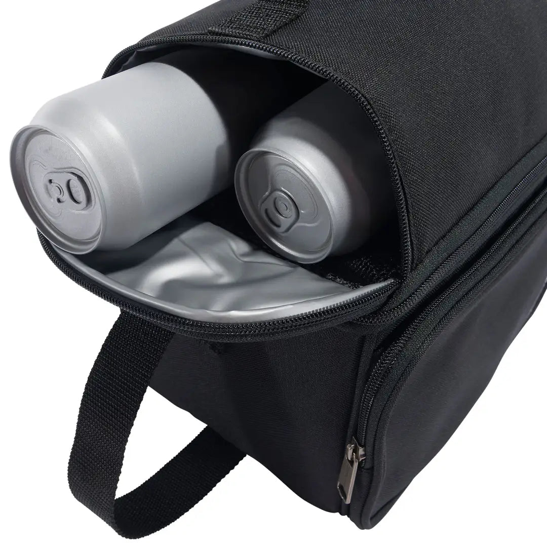 Black insulated lunch bag with two cans for outdoors and country clothing adventures