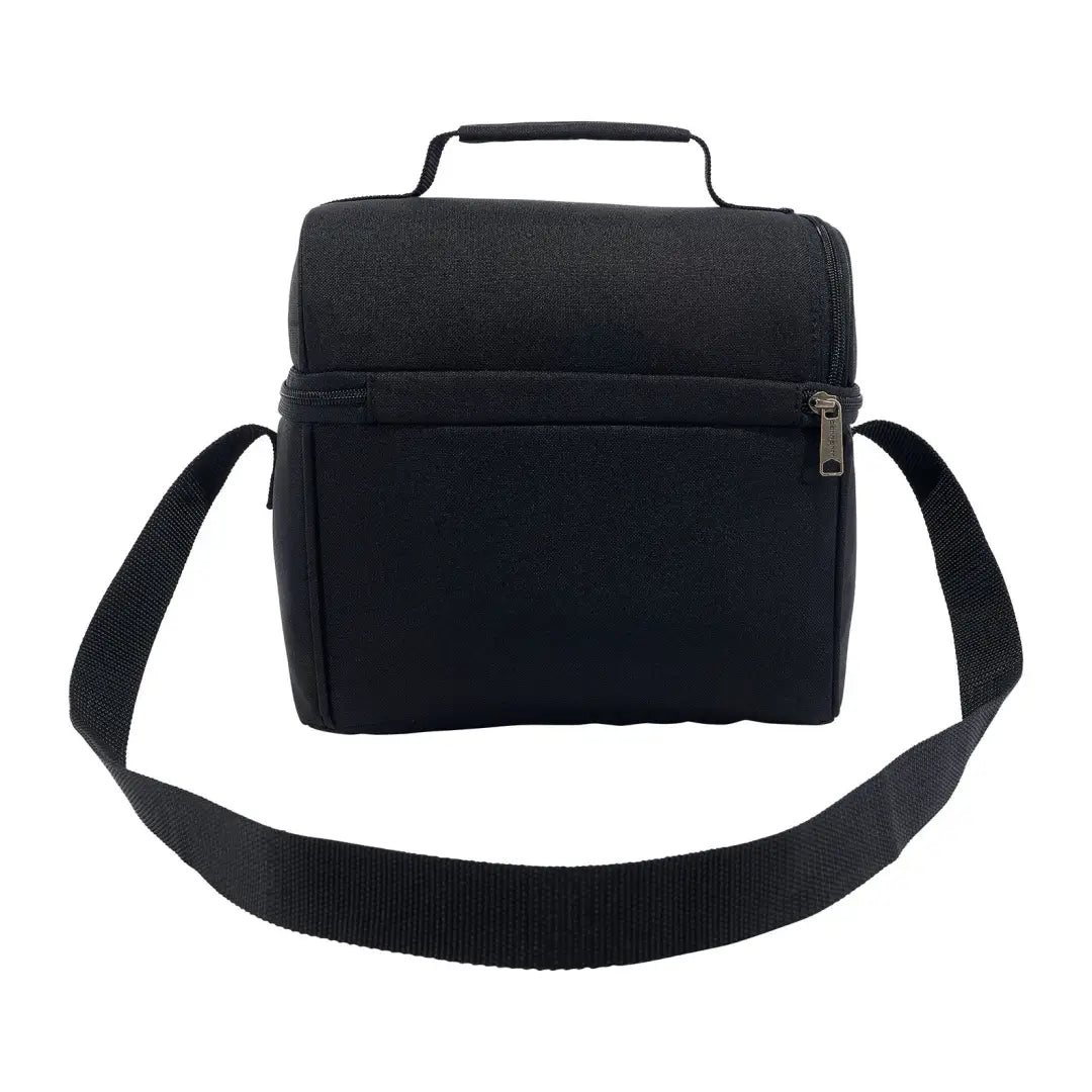 Black insulated lunch bag with shoulder strap perfect for outdoor country clothing and hunting trips