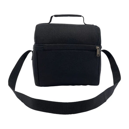 Black insulated lunch bag with shoulder strap perfect for outdoor country clothing and hunting trips
