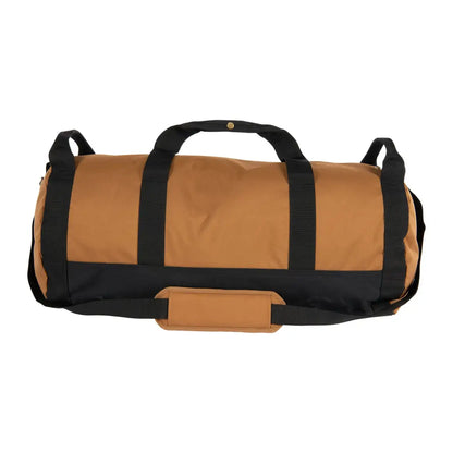 Carhartt 40L Classic Round Duffel Bag in brown and black with sturdy handles