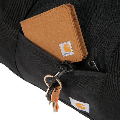 Brown Carhartt wallet with keychain loop in 40L Classic Round Duffel